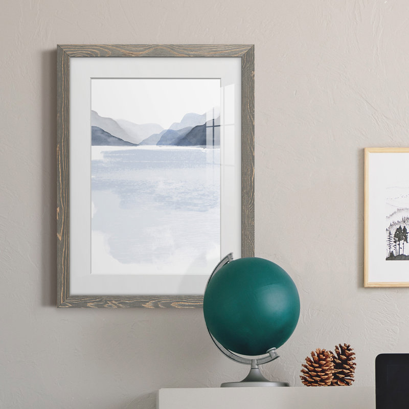Glacial Lake II - peinture encadrée, H 37,5 po x l 27,5 po x P 1 po, Encadré gris clair