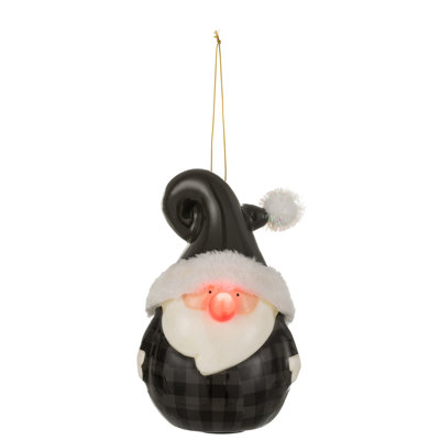 Santa Sparkling Nose Poly Grey Large Holiday Shaped Ornament