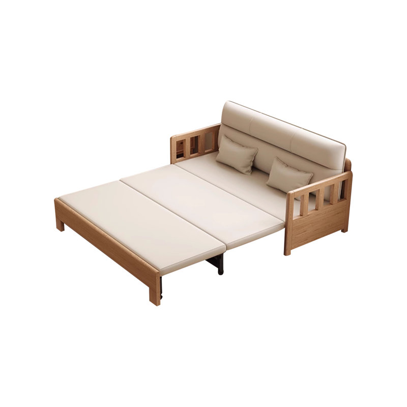 Canapé-lit modulaire en coton et lin blanc crème, H 27,95 po x l 72,05 po x P 30,71 po