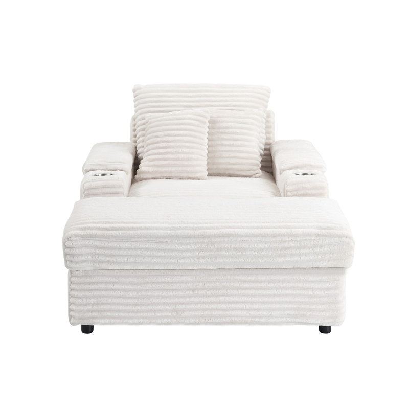 Canapé simple en velours côtelé blanc, design moderne pour la vie en appartement