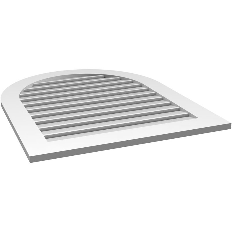 Round Top Surface Mount Signature Urethane Functional Gable Vent, Primed Tan, 38" H x 32" W x 1" D