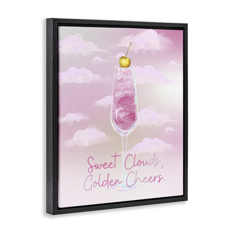 Sweet Clouds Cheers, Cadre flottant noir de jais, H 21 po x l 17 po