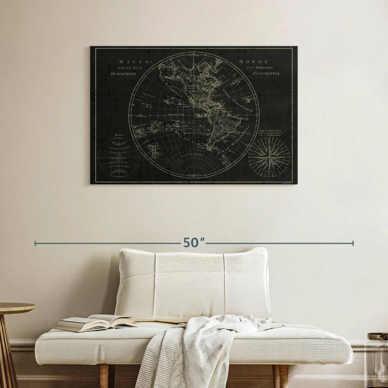 Aliaz Mappemonde Gravure III, H 26 po x l 39 po