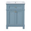 Armoire de salle de bain 24 po avec portes à fermeture douce et tablette réglable, meuble-lavabo avec lavabo en céramique-129669851