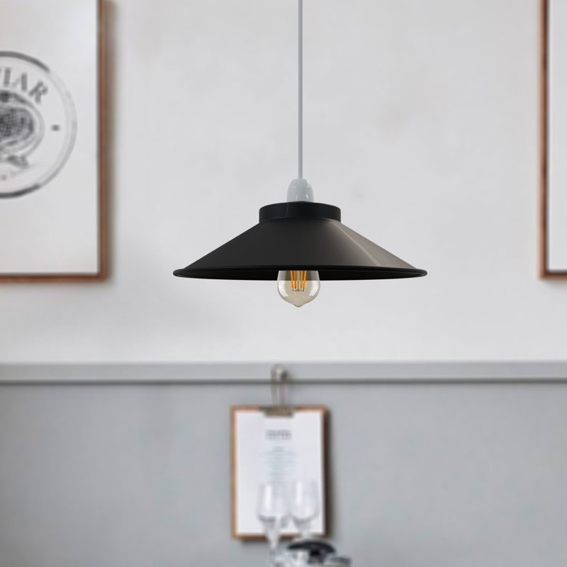 8.5cm H Metal Cone Lamp Shade ( Screw On ), Black