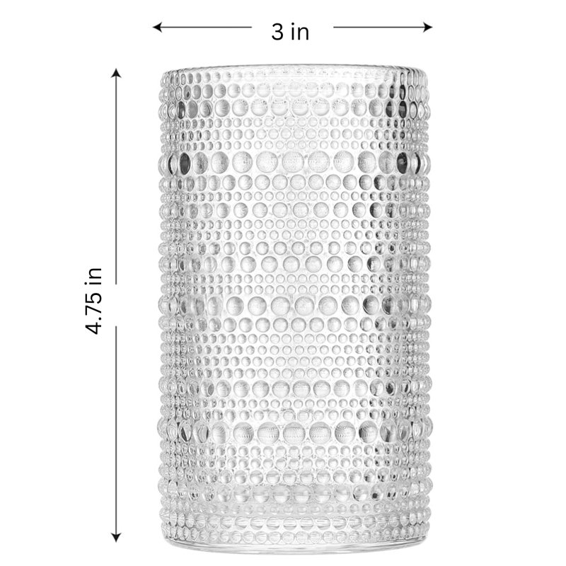 Vintage Clear Hobnail Highball Glasses Set of 4, 15oz