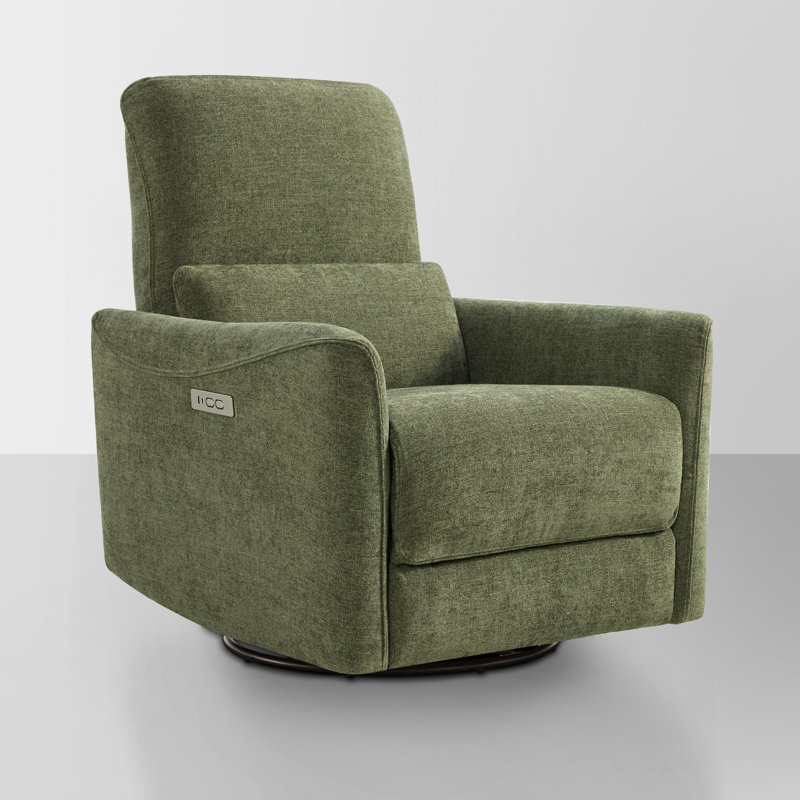 Fauteuil inclinable électrique pivotant rembourré Mikkel, Vert mousse