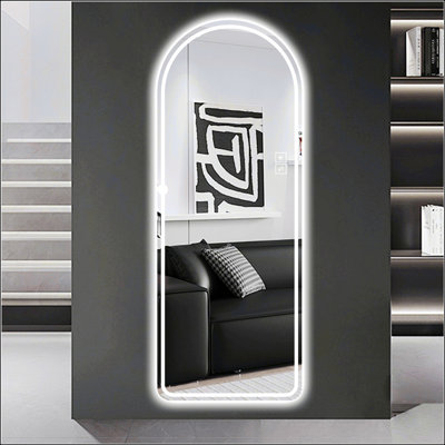 Arch Design LED Full Length Mirror With Adjustable Lighting And Multiple Mounting Options