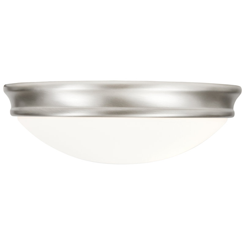 Anastajia - Flush Mount - Opal Glass Shade, Brushed Steel, 3.5" H x 12" W x 12" D