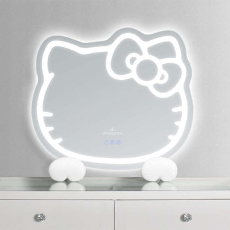 RGB Lighting Hello Kitty Mirror 2.0, App Control LED Makeup Mirror with Wall Mounting for Bedroom Decor
