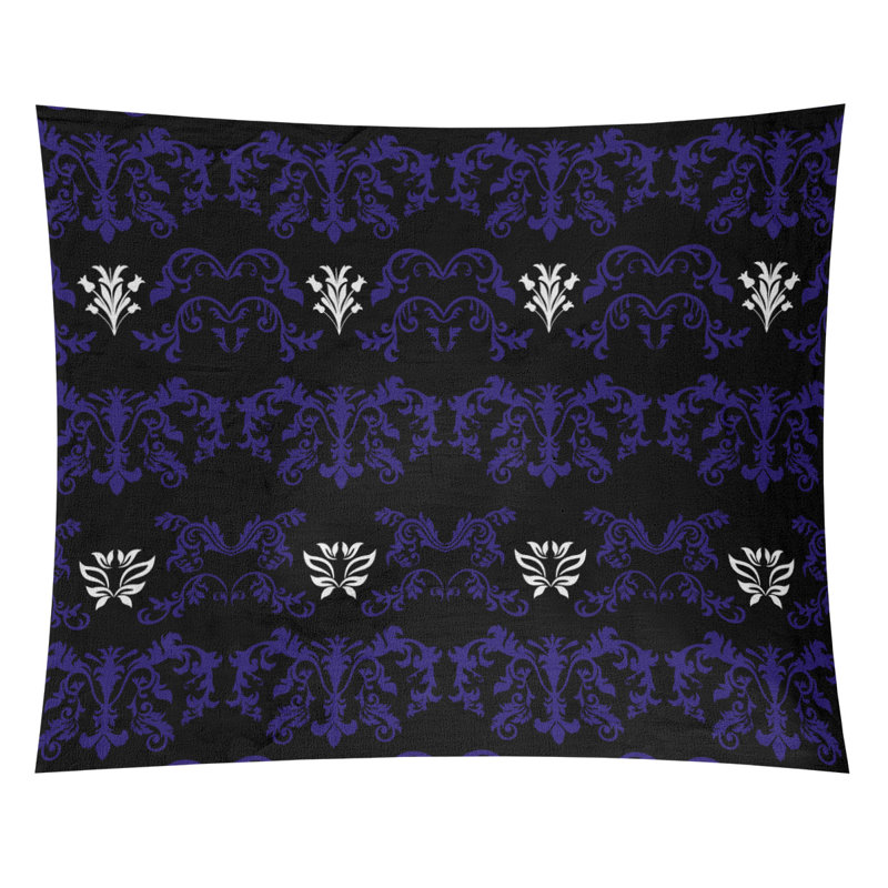 Tapisserie baroque microfibre Baltimore Football, H 51 po x l 60 po, Noir / mauve / blanc