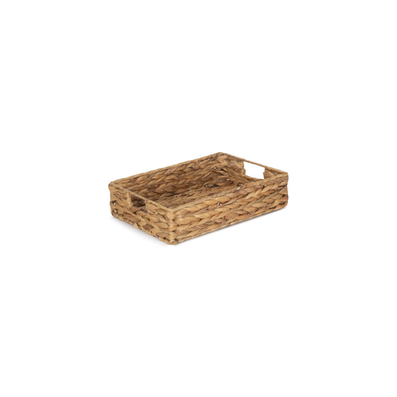Water Hyacinth Shallow Rectangular Storage Basket, 24cm W x 37cm D