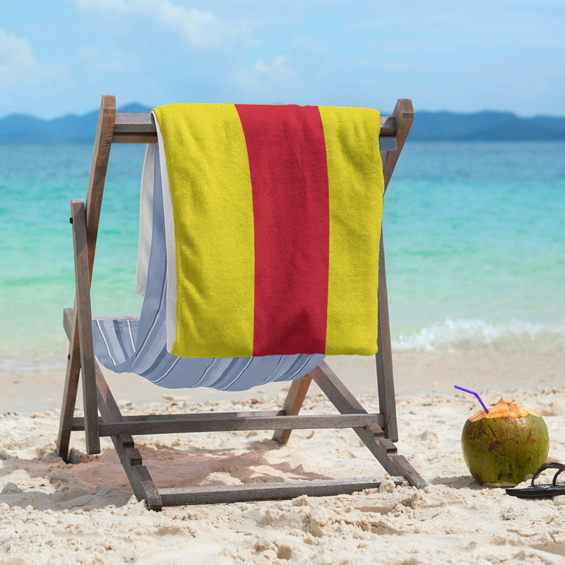 Lightweight Beach Towel, Yellow/Red/Yellow, Poly/Cotton
