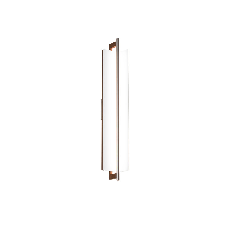 Allavo 31" Dimmable LED Bath Sconce, Textured White, Brushed Brass/White Washed Oak, 4000K - 277V AC