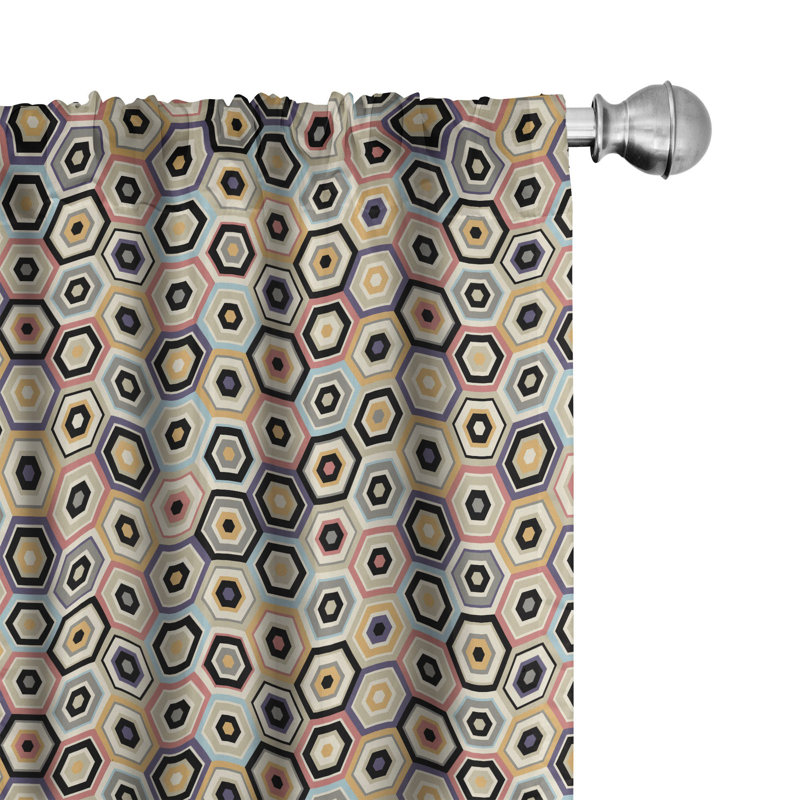 Honeycomb Geometric Semi-Sheer Rod Pocket Curtain Panels, 28" x 63"
