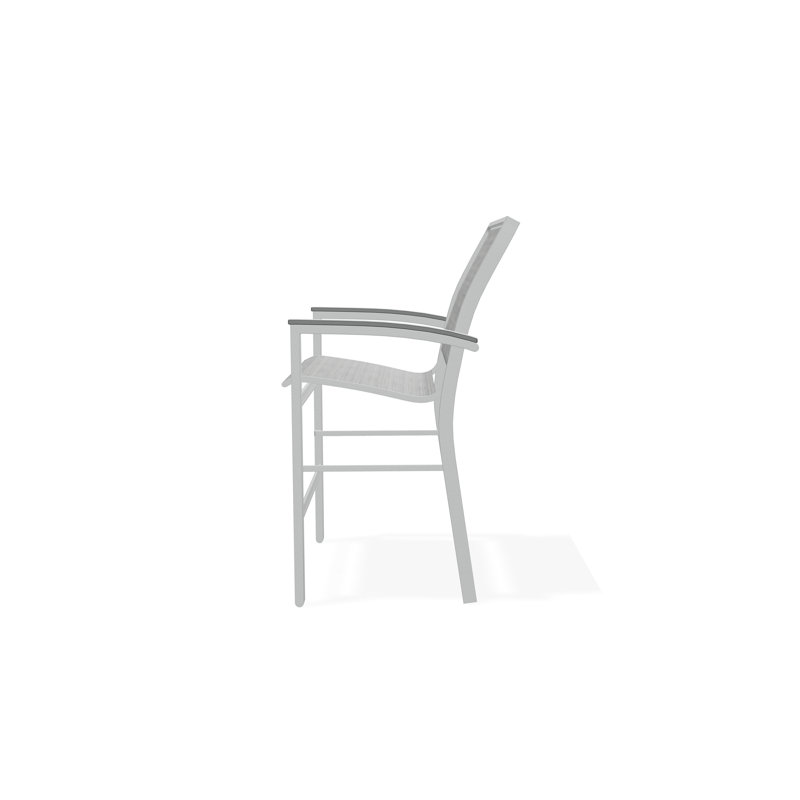 Bazza Sling Aluminum Frame Balcony Height Stacking Café Chair with Marine Grade Polymer Arm Accent, Graphite, James