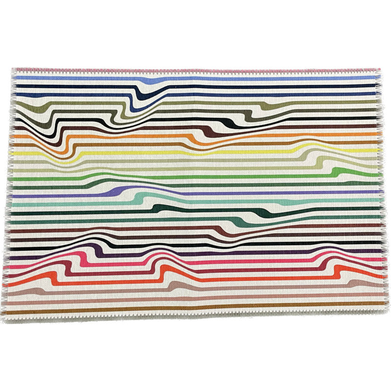 Spectrum White Warp Microfiber Rectangle Washable Rug, Rectangle 3' x 5', Brights