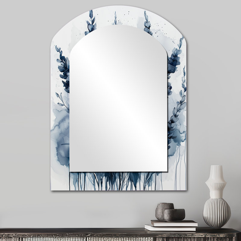 Fauvisme bleu lavande Silence - miroir mural asymétrique lavande unique, miroir arqué traditionnel, impression sur métal