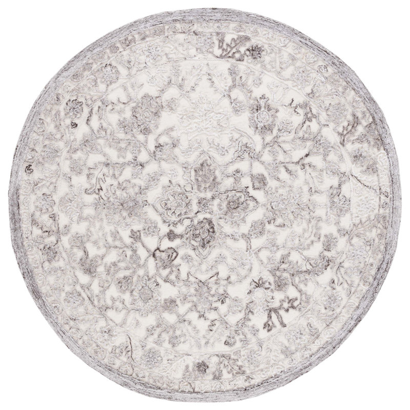 Tapis oriental brun / ivoire touffeté à la main Oriental, Rond 6 pi