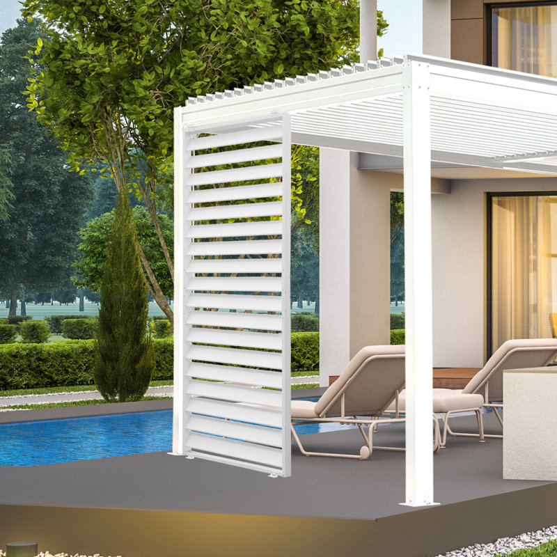 Aluminum Privacy Screen Side Shutter Wall for Pergola Accessories, White