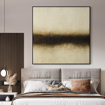 Très grande reproduction d'art sur toile - Abstrait neutre, œuvre d'art moderne, décor pour le salon ou la chambre à coucher - «Assemblage requis du cadre (cadre non fini)»