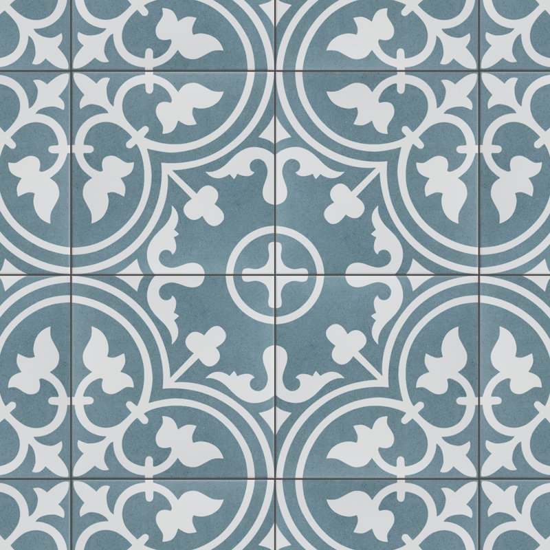 Arte 10" x 10" Porcelain Encaustic Floor And Wall Tile, Cloud