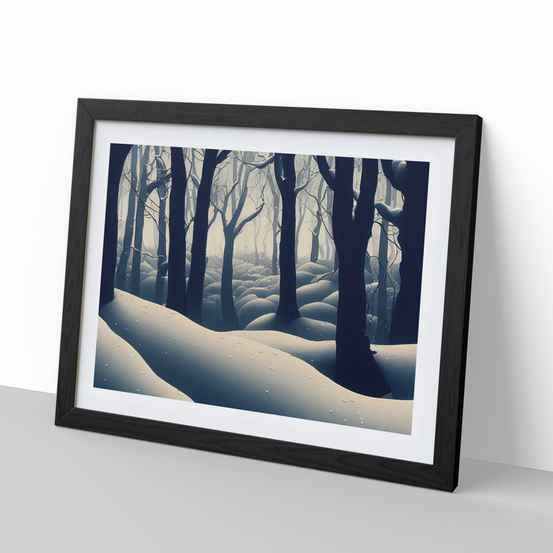 Contemporary Winter Forest - Framed Print, 25cm H x 34cm W x 2cm D, Black