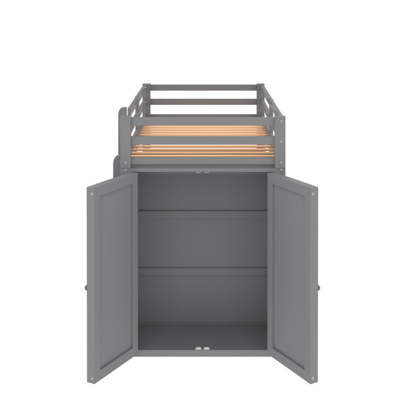 Gaedtke Kids Twin Loft Bed with Drawers, Gray