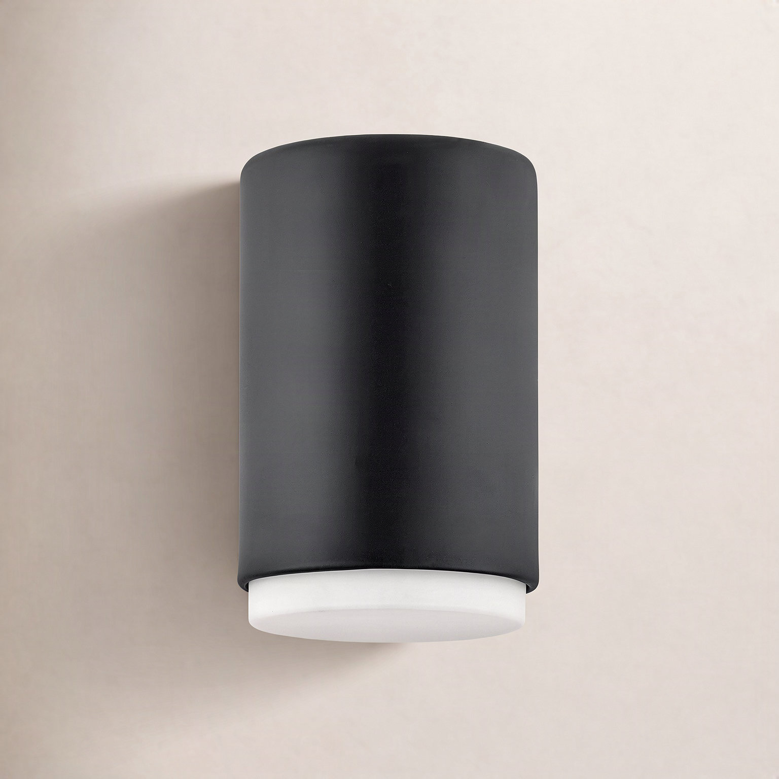 Fitzgerald Single Light Dimmable Flush Mount Sconce, Black, Black