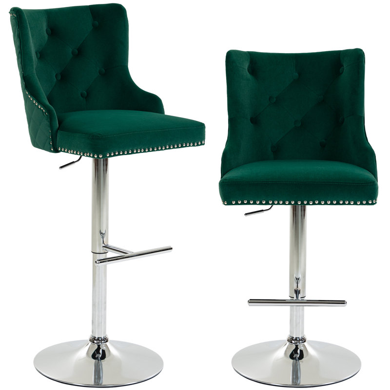 Swivel Upholstered Bar Stool with Steel Frame