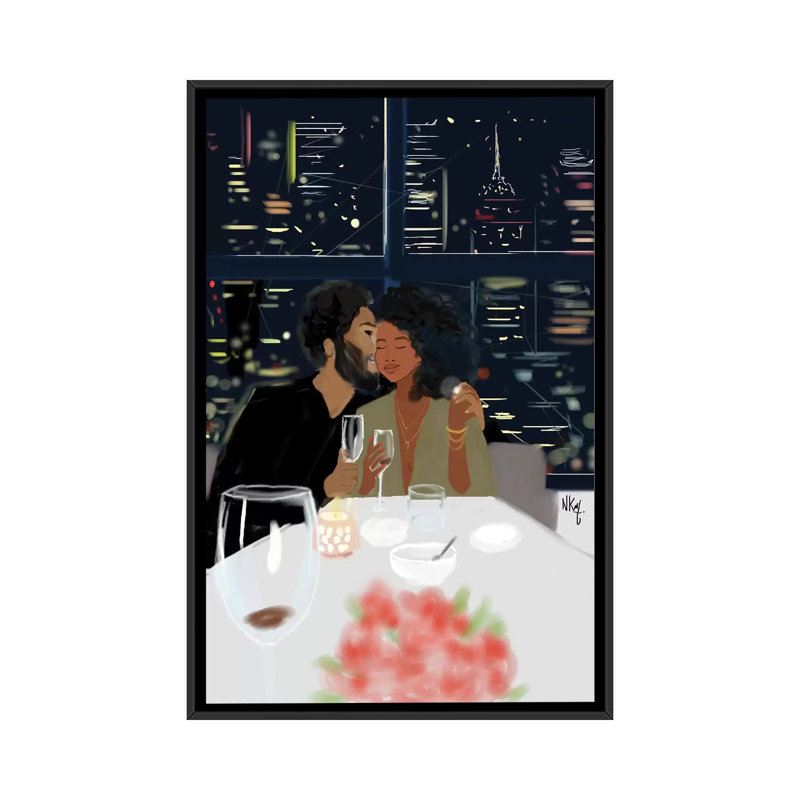 Couples 1 Piece Wall Art on Canvas, 101.6 cm H x 66.04 cm W, Black Framed