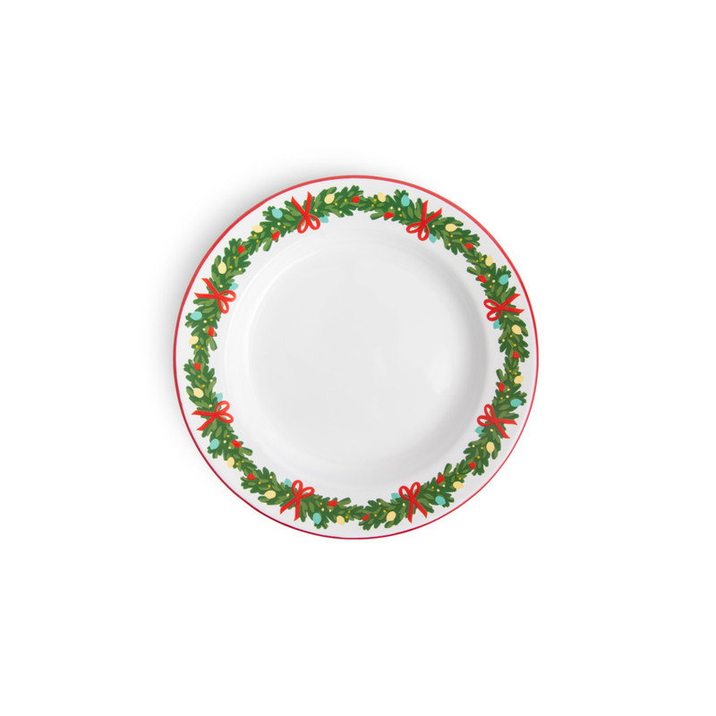 Helmsie x CCH Christmas Garland Dinner Plates, Red Rim