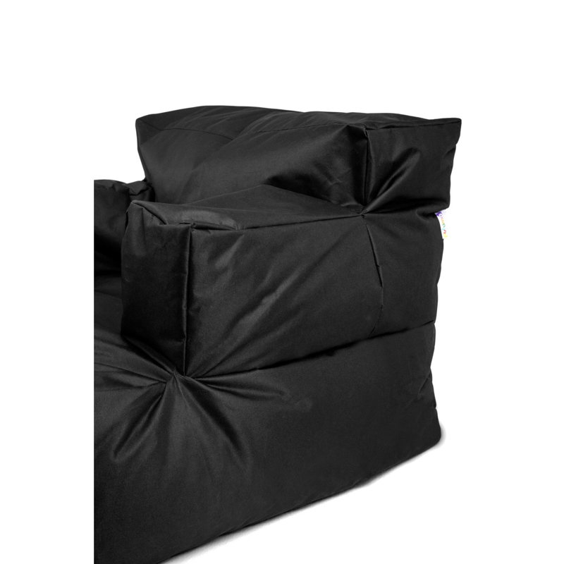 Fauteuil à billes noir de qualité supérieure, 31,5 po x 31,5 po x 11,8 po | 100% polyester avec housse zippée amovible | Imperméable, rempli de mousse de billes de styromousse recyclée | Parfait pour la détente, les jeux et les espaces de vie