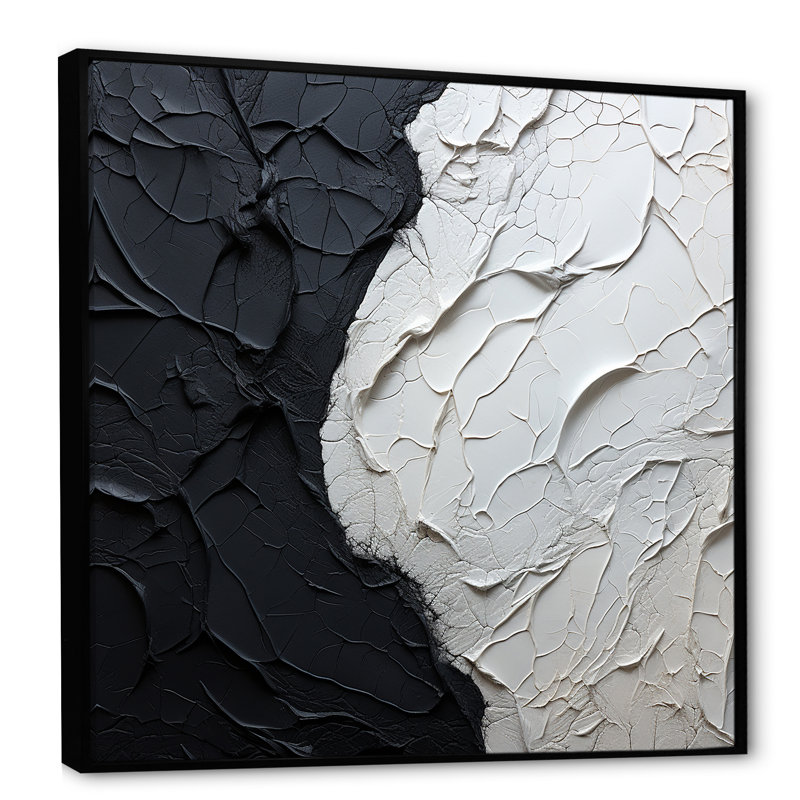 Minimalisme noir et blanc, coin de peinture - impression sur toile bord de mer, H 16 po x l 16 po x P 1 po