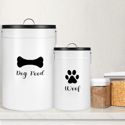 Extra Large 30+14 lbs Metal Dog Food Storage Containers Set of 2 Airtight Dog Treat Snack Jars