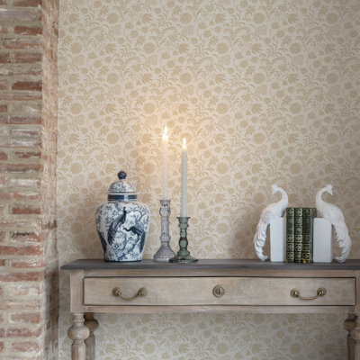 Laura Ashley Hemingway Caramel Wallpaper