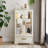 Lighted Glass Curio Display Cabinet With Adjustable Shelves, 2 Doors, 1 Drawer, And Anti-Tip Safety,  For Collectibles And Home Decor-1616273890