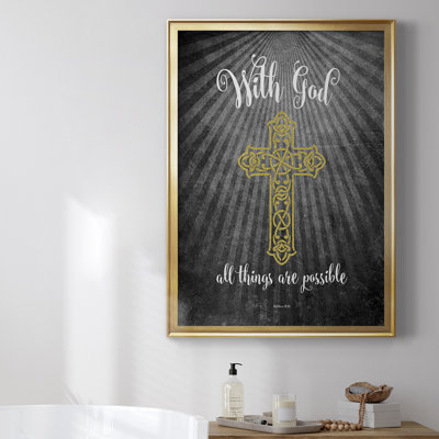 With God Gold - Toile encadrée de qualité supérieure prête à accrocher
