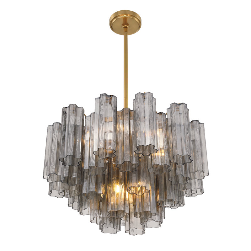 Mexborough Chandelier, 14.25" H x 22" W x 22" D, 9 Lights, Gray/Aged Brass