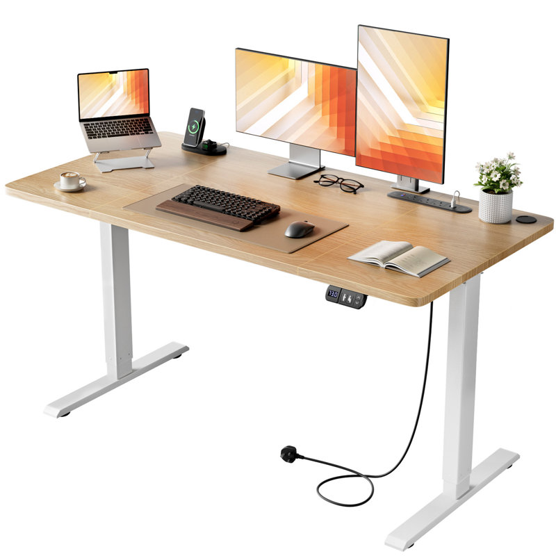 Home Office Electric Sit-Stand Standing Desk, Height Adjustable Workstation with Integrated Power Outlets, USB Ports, Memory Height Presets & Cable Management, Black