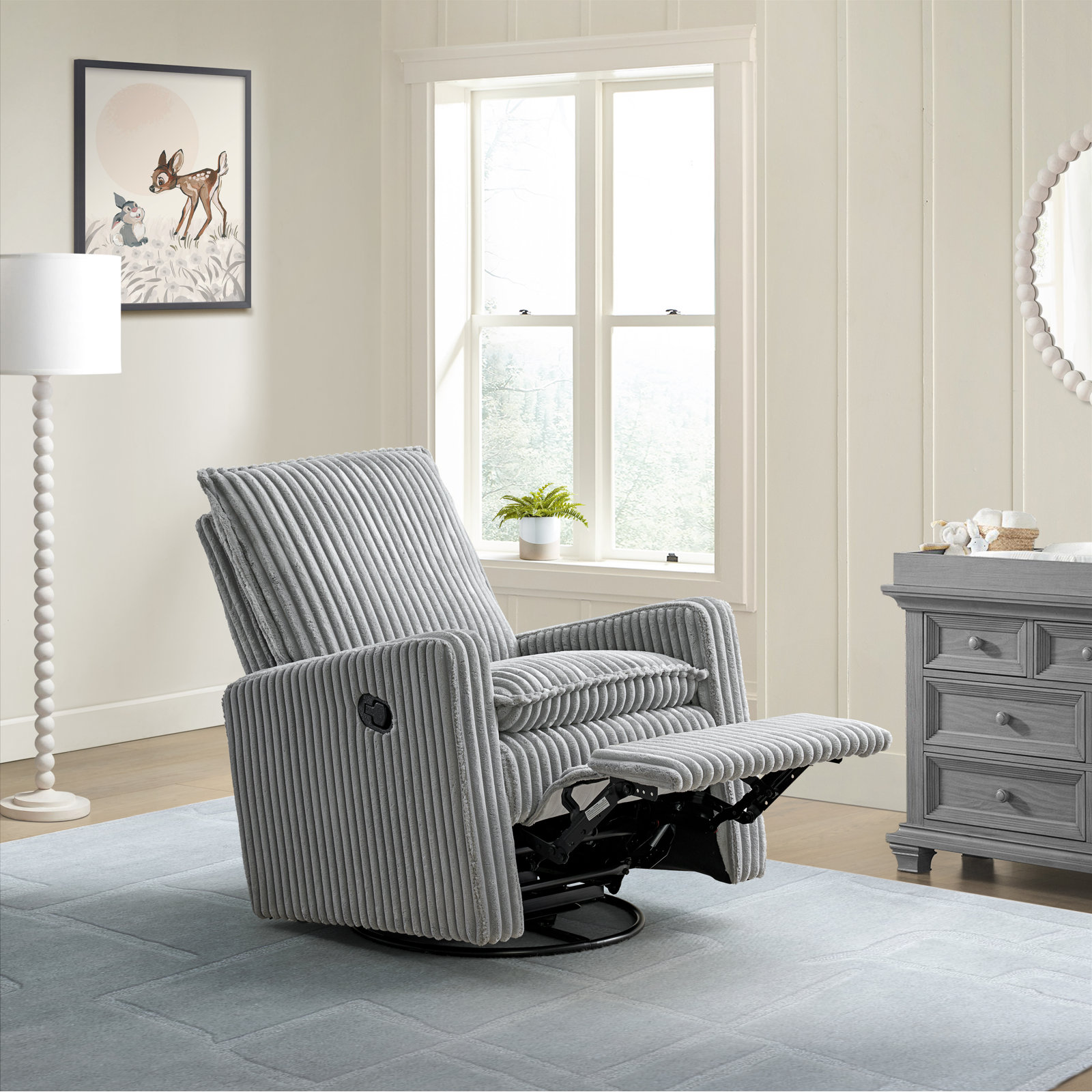 Uptown Swivel Glider, Ash Gray Corduroy