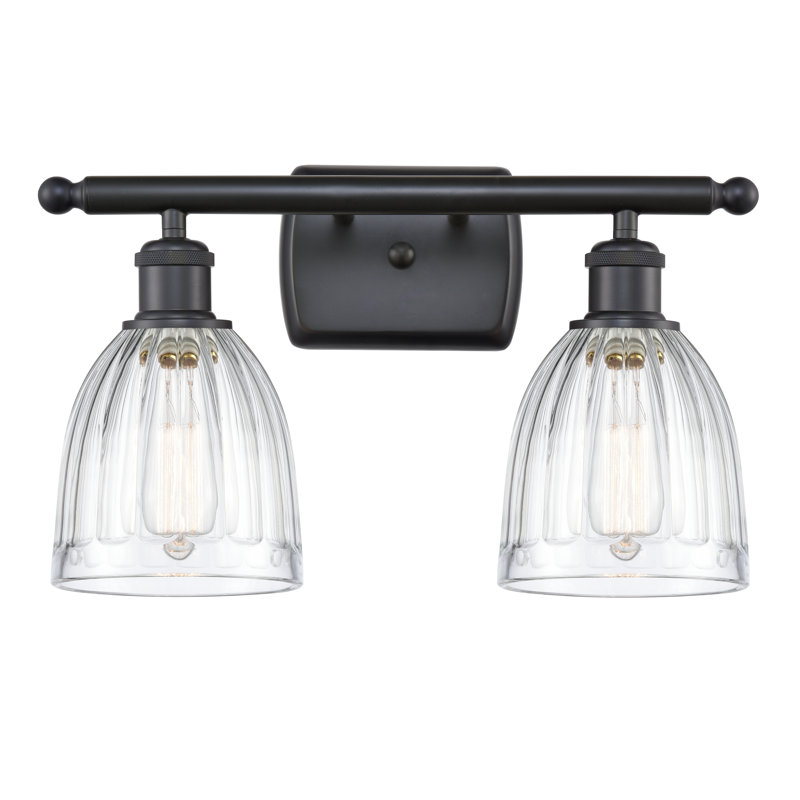 Éclairage pour salle de bain 2 lumières Whitten, Transparent, Noir mat, Ampoule DEL 6 watts Vinage