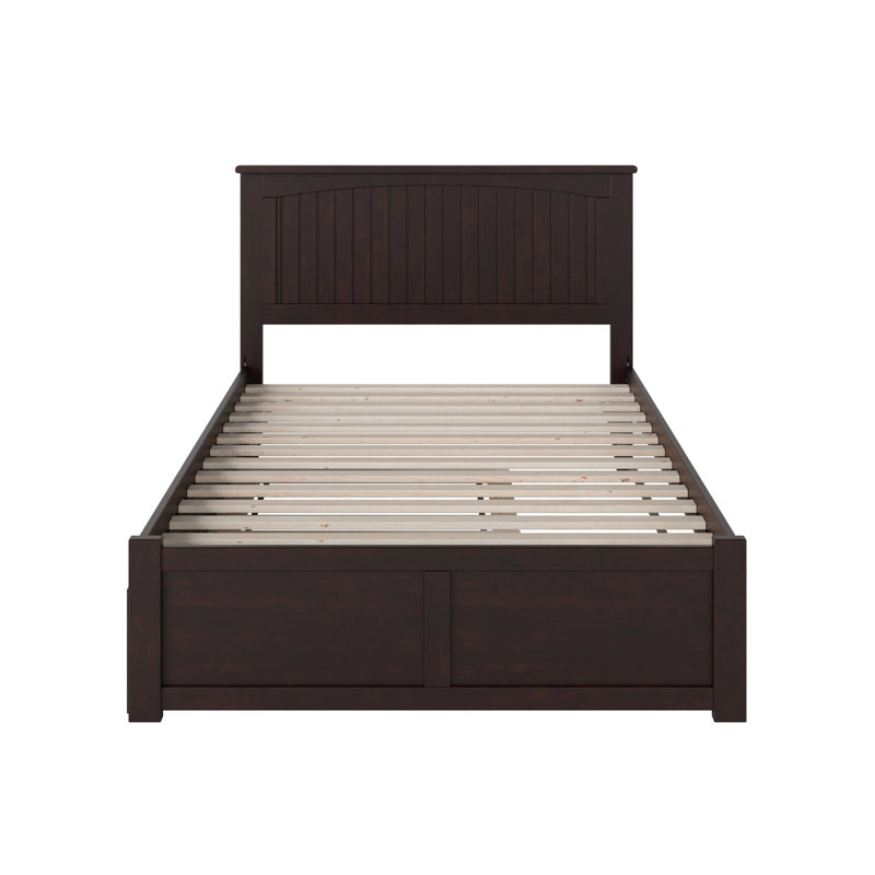 Kindig Solid Wood Platform Bed with Panel Footboard and Trundle, Espresso, Full