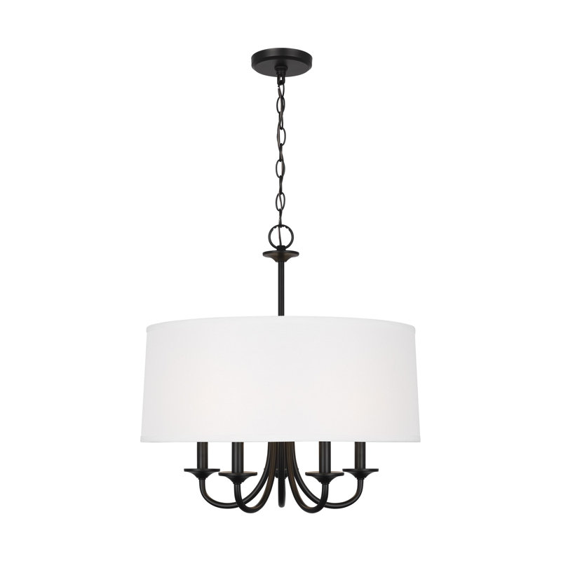 Lustre cinq lumières à abat-jour Seville de Génération Éclairage , Non, Nuit noire