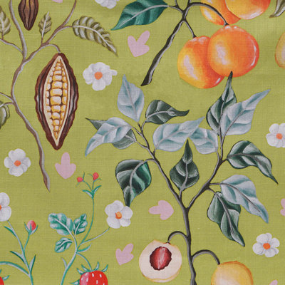 Harvest Garden in Chartreuse Cotton/Linen Fabric