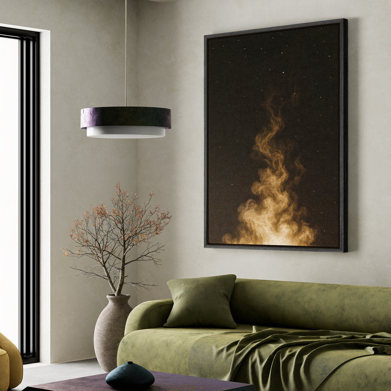 Art mural sur toile encadrée - Impressions murales abstraites en noir et ciel étoilé pour chambre à coucher - 16 po x 24 po