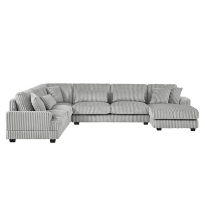 129" Oversized Sectional Sofa U-Shaped Sofa Couch Modern Sofa Upholstered In Soft Corduroy With A Chaise Lounge For Living Room