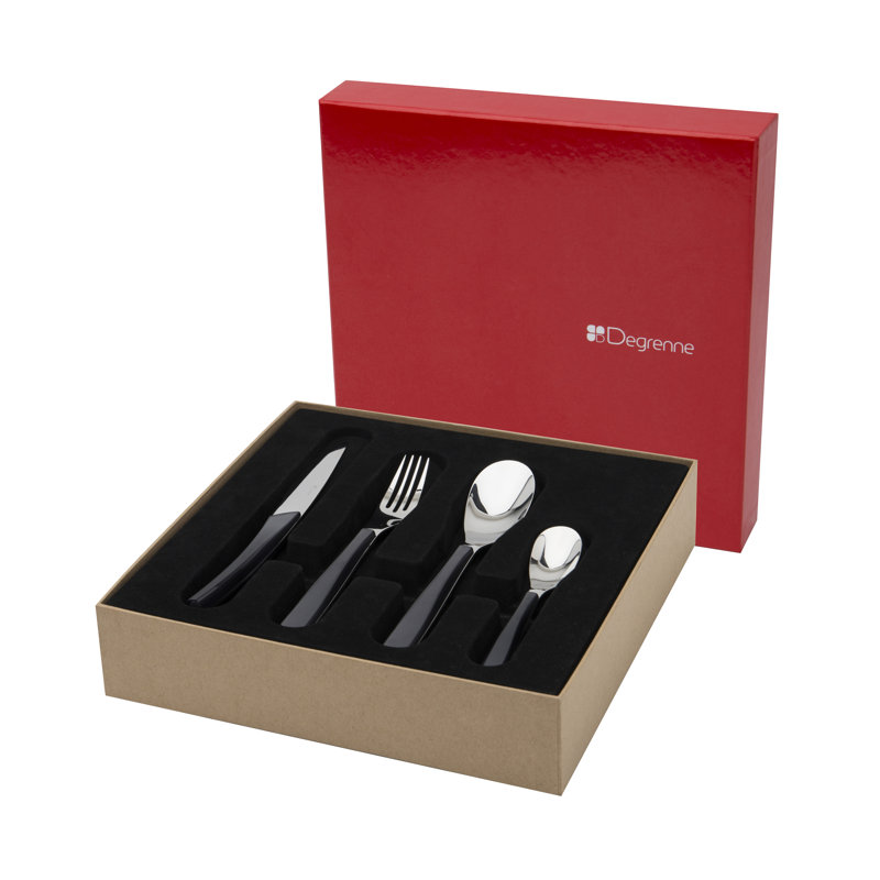 Ensemble de couverts 24 pièces Degrenne Paris Quartz, Gris anthracite
