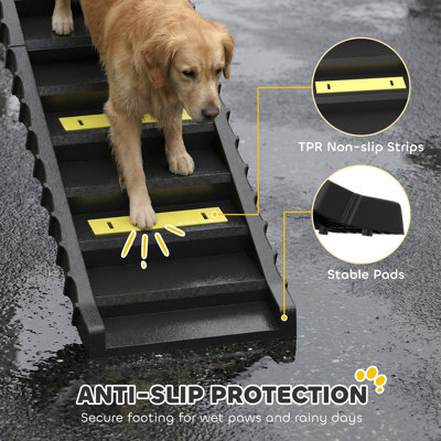 Rampe pliable pour chien, rampe pour chien avec anti-dérapant 10 marches, noir