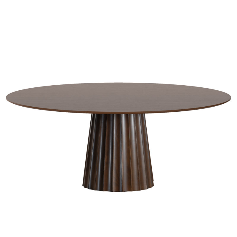 67" Pedestal Solid Wood Oval Dining Table Seats 6, Walnut
